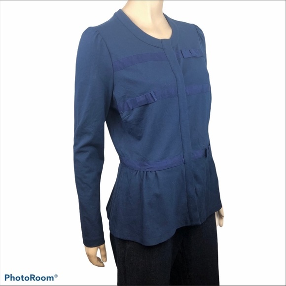 Vineyard Vines Blazer Navy 10 Ponte Career Jacket Bow Detail Preppy Workwear - Picture 5 of 10